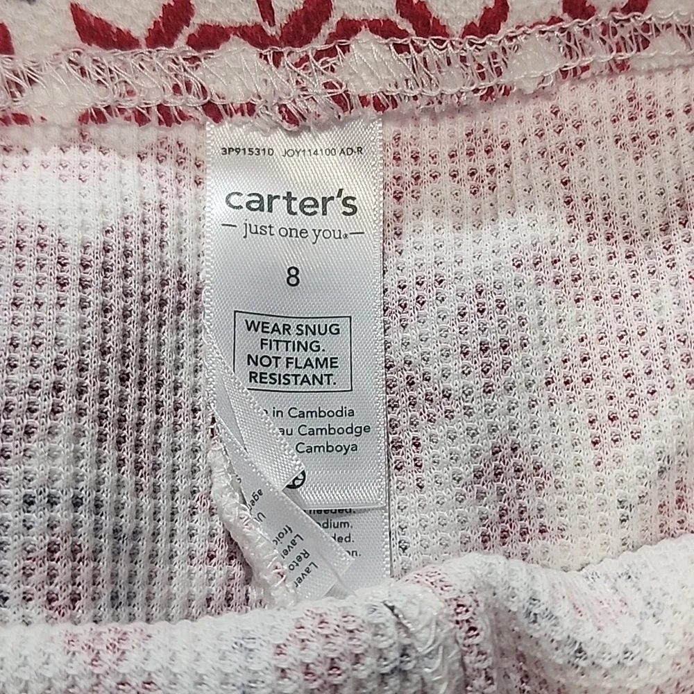 Carter's Christmas Red and White Girls Pajama Set 8 - Picture 5 of 7